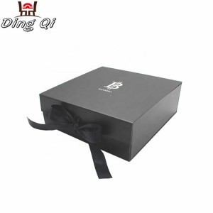 Book shape flip top flat folding magnet cardboard gift box magnetic closure with ribbon for shoes clothing