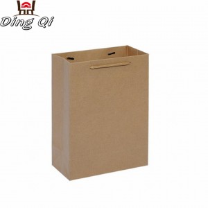 Small cheap custom recycable brand name customised recycle brown shopping carry t-shirt packaging kraft gift paper bag