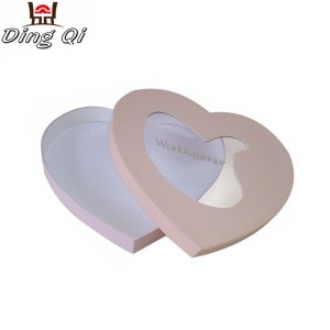 Custom heart shaped cardboard candy chocolate gift packaging box with inserts window for chocolate