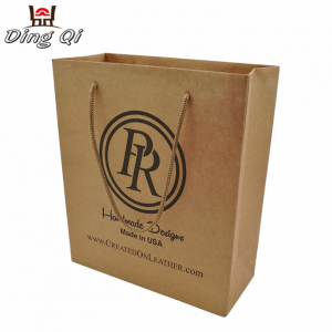 Custom logo printed take away wedding gift recycled brown kraft paper bag