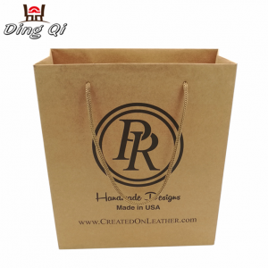 Custom logo printed take away wedding gift recycled brown kraft paper bag
