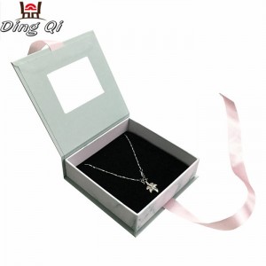 Custom luxury cardboard magnetic gift jewellery jewelry box with magnetic lid clear front pvc window