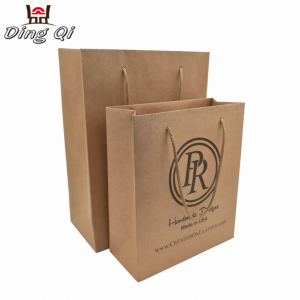 Custom logo printed take away wedding gift recycled brown kraft paper bag