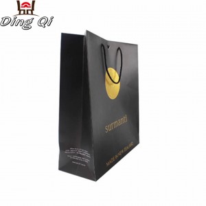 Custom print matte customize luxury design recycled black kraft wine bottle paper bag