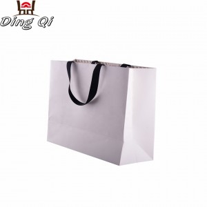 Custom small cusomize luxury brand recyle white environmental food grade packaging kraft shopping paper bag