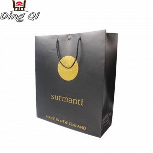 Custom print matte customize luxury design recycled black kraft wine bottle paper bag