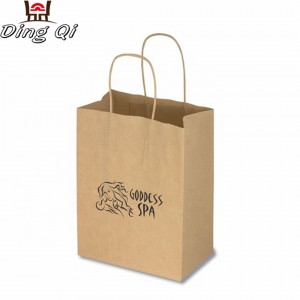 Customized take away cheap brown fast food bread packaging small blank twisted twist handle kraft paper bag